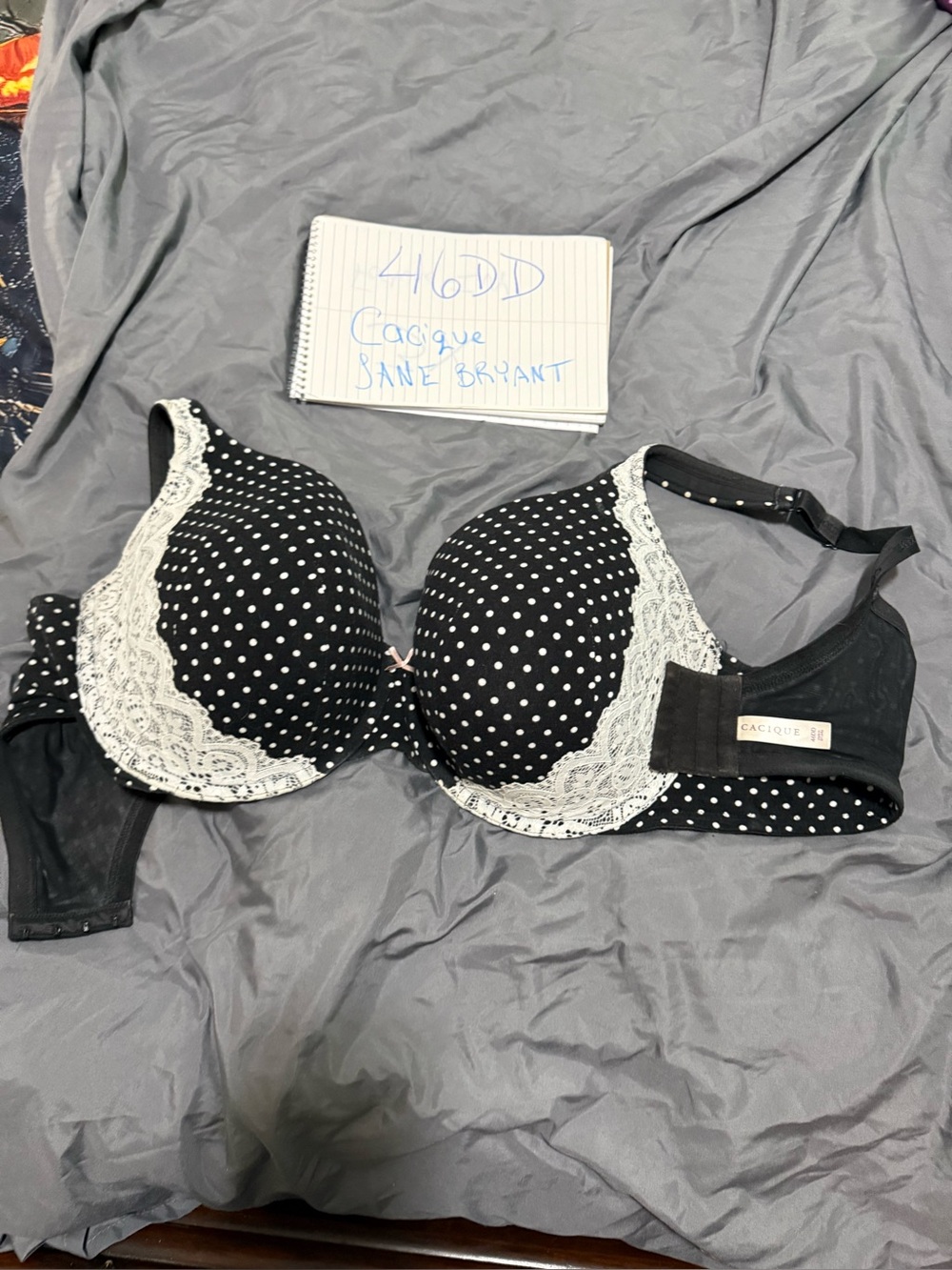 Cacique Black & White Polka Dot Lace Push-Up Bra